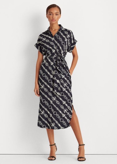 Women's Ralph Lauren Anchor-Print Crepe Shirt Dress | 857416FWA